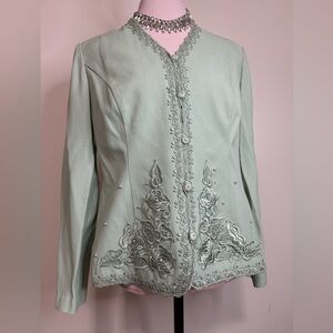 R&M Richards Elegant Embroidered Women's Jacket in Mint green size 12